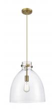  410-1PL-BB-G412-14CL - Newton Bell - 1 Light - 14 inch - Brushed Brass - Cord hung - Pendant