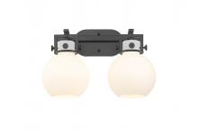  411-2W-BK-G410-7WH - Newton Sphere - 2 Light - 17 inch - Matte Black - Bath Vanity Light