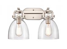  412-2W-SN-7CL - Newton Bell - 2 Light - 17 inch - Brushed Satin Nickel - Bath Vanity Light