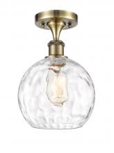  516-1C-AB-G1215-8-LED - Athens Water Glass - 1 Light - 8 inch - Antique Brass - Semi-Flush Mount