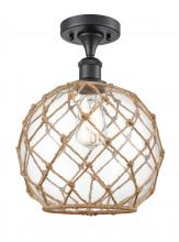  516-1C-BK-G122-10RB-LED - Farmhouse Rope - 1 Light - 10 inch - Matte Black - Semi-Flush Mount