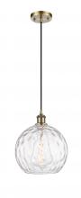  516-1P-AB-G1215-10-LED - Athens Water Glass - 1 Light - 10 inch - Antique Brass - Cord hung - Mini Pendant