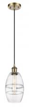  516-1P-AB-G557-6CL - Vaz - 1 Light - 6 inch - Antique Brass - Cord hung - Mini Pendant