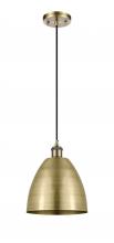  516-1P-AB-MBD-9-AB-LED - Bristol - 1 Light - 9 inch - Antique Brass - Cord hung - Mini Pendant