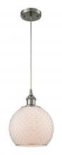  516-1P-SN-G121-8CSN-LED - Farmhouse Chicken Wire - 1 Light - 8 inch - Brushed Satin Nickel - Cord hung - Mini Pendant