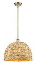  516-1S-AB-RBD-16-NAT - Woven Rattan - 1 Light - 16 inch - Antique Brass - Mini Pendant