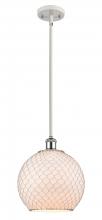  516-1S-WPC-G121-10CSN - Farmhouse Chicken Wire - 1 Light - 10 inch - White Polished Chrome - Mini Pendant