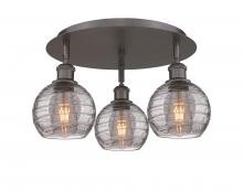  516-3C-OB-G1213-6SM - Athens Deco Swirl - 3 Light - 18 inch - Oil Rubbed Bronze - Flush Mount