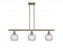  516-3I-AB-G1215-6-LED - Athens Water Glass - 3 Light - 36 inch - Antique Brass - Cord hung - Island Light