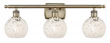  516-3W-AB-G1216-6WM - White Mouchette - 3 Light - 26 inch - Antique Brass - Bath Vanity Light