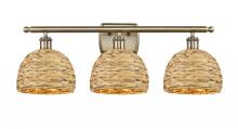  516-3W-AB-RBD-8-NAT - Woven Rattan - 3 Light - 28 inch - Antique Brass - Bath Vanity Light