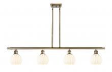  516-4I-AB-G1217-6WV - White Venetian - 4 Light - 48 inch - Antique Brass - Stem Hung - Island Light