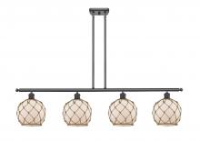  516-4I-BK-G121-8RB - Farmhouse Rope - 4 Light - 48 inch - Matte Black - Cord hung - Island Light