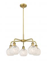  516-5CR-BB-G1216-6WM - White Mouchette - 5 Light - 24 inch - Brushed Brass - Chandelier