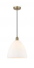  616-1P-AB-GBD-121-LED - Bristol - 1 Light - 12 inch - Antique Brass - Cord hung - Mini Pendant