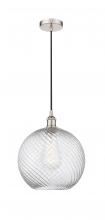  616-1P-PN-G1214-12-LED - Athens Twisted Swirl - 1 Light - 12 inch - Polished Nickel - Cord hung - Mini Pendant