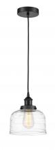  616-1PH-BK-G713-LED - Bell - 1 Light - 8 inch - Matte Black - Cord hung - Mini Pendant