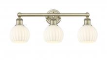  616-3W-AB-G1217-6WV - White Venetian - 3 Light - 24 inch - Antique Brass - Bath Vanity Light