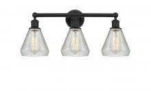  616-3W-BK-G275 - Conesus - 3 Light - 24 inch - Matte Black - Bath Vanity Light