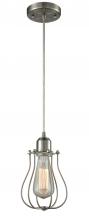  900-1P-SN-CE513-SN - Muselet - 1 Light - 6 inch - Brushed Satin Nickel - Cord hung - Mini Pendant