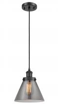  916-1P-BK-G43-LED - Cone - 1 Light - 8 inch - Matte Black - Cord hung - Mini Pendant