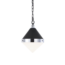Matteo Lighting C72201CHOP - Sphericon Matte Black and Chrome Pendant
