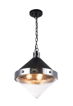 Matteo Lighting C72203CHCL - Sphericon Matte Black and Chrome Pendant