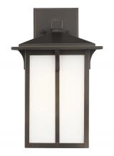  8652701-71 - Tomek modern 1-light outdoor exterior medium wall lantern sconce in antique bronze finish with etche