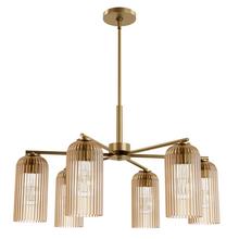  13230 - Hunter Beverly Glen Luxe Gold with Amber Glass 6 Light Chandelier Ceiling Light Fixture