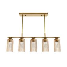  13233 - Hunter Beverly Glen Luxe Gold with Amber Glass 5 Light Chandelier Ceiling Light Fixture