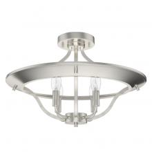  19423 - Hunter Perch Point Brushed Nickel 4 Light Medium Flush Mount Ceiling Light Fixture