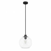  19513 - Hunter Xidane Matte Black with Clear Glass 1 Light Pendant Ceiling Light Fixture