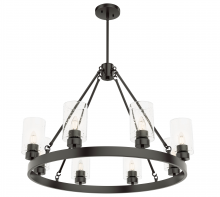  19011 - Hunter Hartland Noble Bronze with Seeded Glass 8 Light Chandelier Ceiling Light Fixture