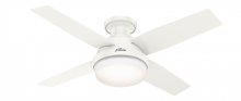  50399 - Hunter 44 in Dempsey Fresh White Low Profile Damp Rated Ceiling Fan w/ LED LT Kit & Handheld Remote