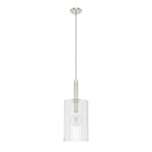  19790 - Hunter Gatz Brushed Nickel with Clear Fluted Glass 1 Light Pendant Ceiling Light Fixture