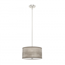  19242 - Light Grey Oak and Brushed Nickel with Painted Cased White Glass 2 LT Pendant Ceiling Light Fixture