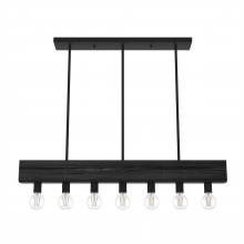  19057 - Hunter Donelson Natural Black Iron and Dark Ash 7 Light Large Chandelier Ceiling Light Fixture