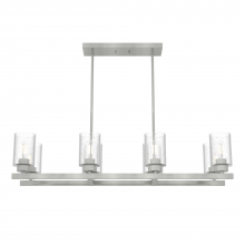  19159 - Hunter Hartland Brushed Nickel with Seeded Glass 8 Light Chandelier Ceiling Light Fixture