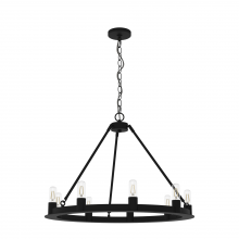  19030 - Hunter Saddlewood Natural Black Iron 9 Light Large Chandelier Ceiling Light Fixture