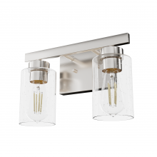  13074 - Hunter Hartland Brushed Nickel with Seeded Glass 2 Light Bathroom Vanity Wall Light Fixture