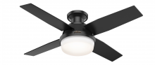  50400 - Hunter 44 in Dempsey Matte Black Low Profile Damp Rated Ceiling Fan w/ LED LT Kit & Handheld Remote