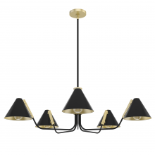  19195 - Hunter Grove Isle Matte Black and Modern Brass 5 Light Chandelier Ceiling Light Fixture