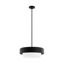  19273 - Hunter Station Natural Black Iron with Frosted Cased White Glass 3 Light Pendant Ceiling Light