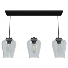  19726 - Hunter Vidria Matte Black with Smoked Glass 3 Light Pendant Cluster Ceiling Light Fixture