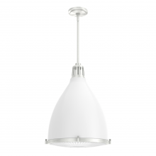  19216 - Hunter Bluff View Fresh White and Brushed Nickel with Clear Holophane Glass 3 Light Pendant Ceiling