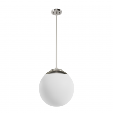  19851 - Hunter Hepburn Brushed Nickel with Cased White Glass 3 Light Pendant Ceiling Light Fixture