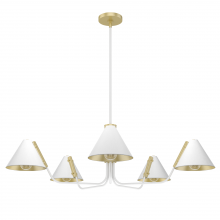  19196 - Hunter Grove Isle Matte White and Modern Brass 5 Light Chandelier Ceiling Light Fixture