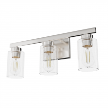  13077 - Hunter Hartland Brushed Nickel with Seeded Glass 3 Light Bathroom Vanity Wall Light Fixture