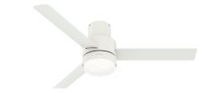  51840 - Hunter 52 in Gilmour Matte White Low Profile Damp Rated Ceiling Fan w/ LED LT Kit & Handheld Remote