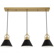  13174 - Hunter Carrington Isle Luxe Gold and Flat Matte Black 3 Light Medium Pendant Cluster Ceiling Light